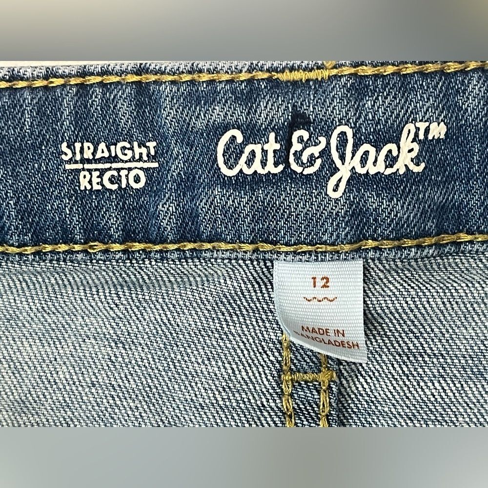Cat & Jack (2 Pairs) Light Blue Straight Jeans Size 12 Adjustable Waistband - Picture 8 of 15